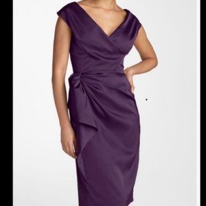 Maggy London Purple Satin Evening Cocktail Dress